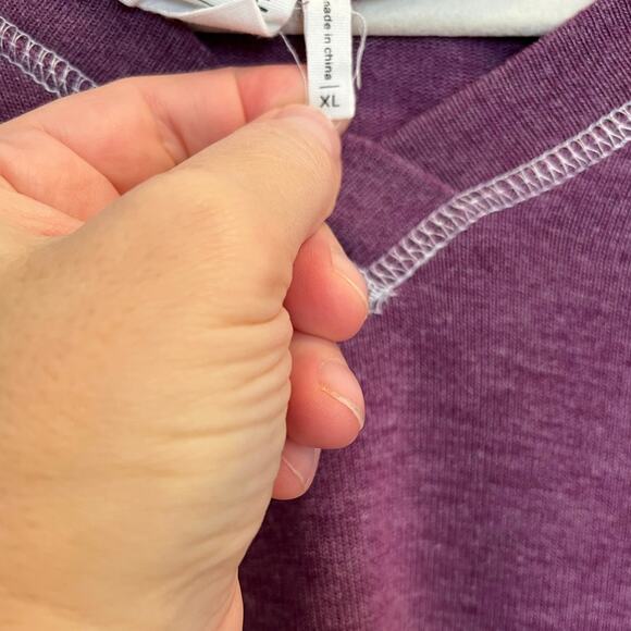 Simple Suzanne Betro XL Extra Large Purple Contrast Stitch Top Ruffle Detail - Picture 4 of 5